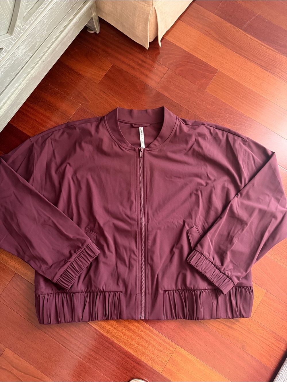 Soma Maroon Zip-Front Bomber Jacket